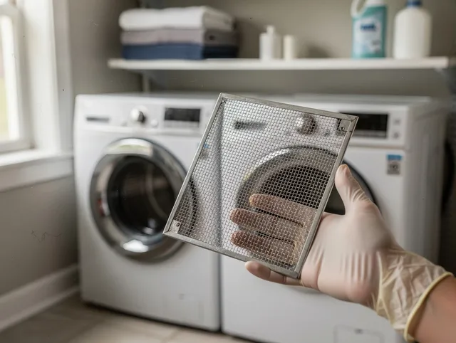 Redondo Beach Dryer Vent Cleaning specialist performing detailed lint trap cleaning service in Redondo Beach