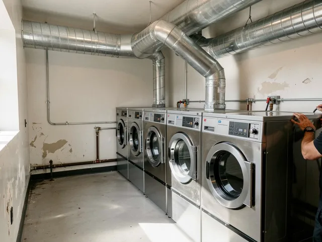 Redondo Beach Dryer Vent Cleaning team performing large-scale commercial dryer vent cleaning in Redondo Beach